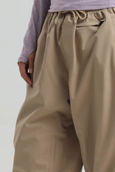 Women's Khaki Baggy Drawstring Durable Snow Pants